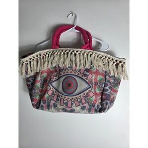 Eye Tote Bag Fringe Trim Bohemian Hippie Colorful‎ Beach Bag
